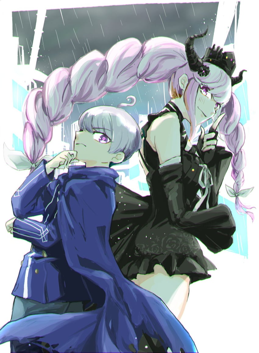 shinigami and yuma kokohead (master detective archives: rain code) drawn by haji1nomo