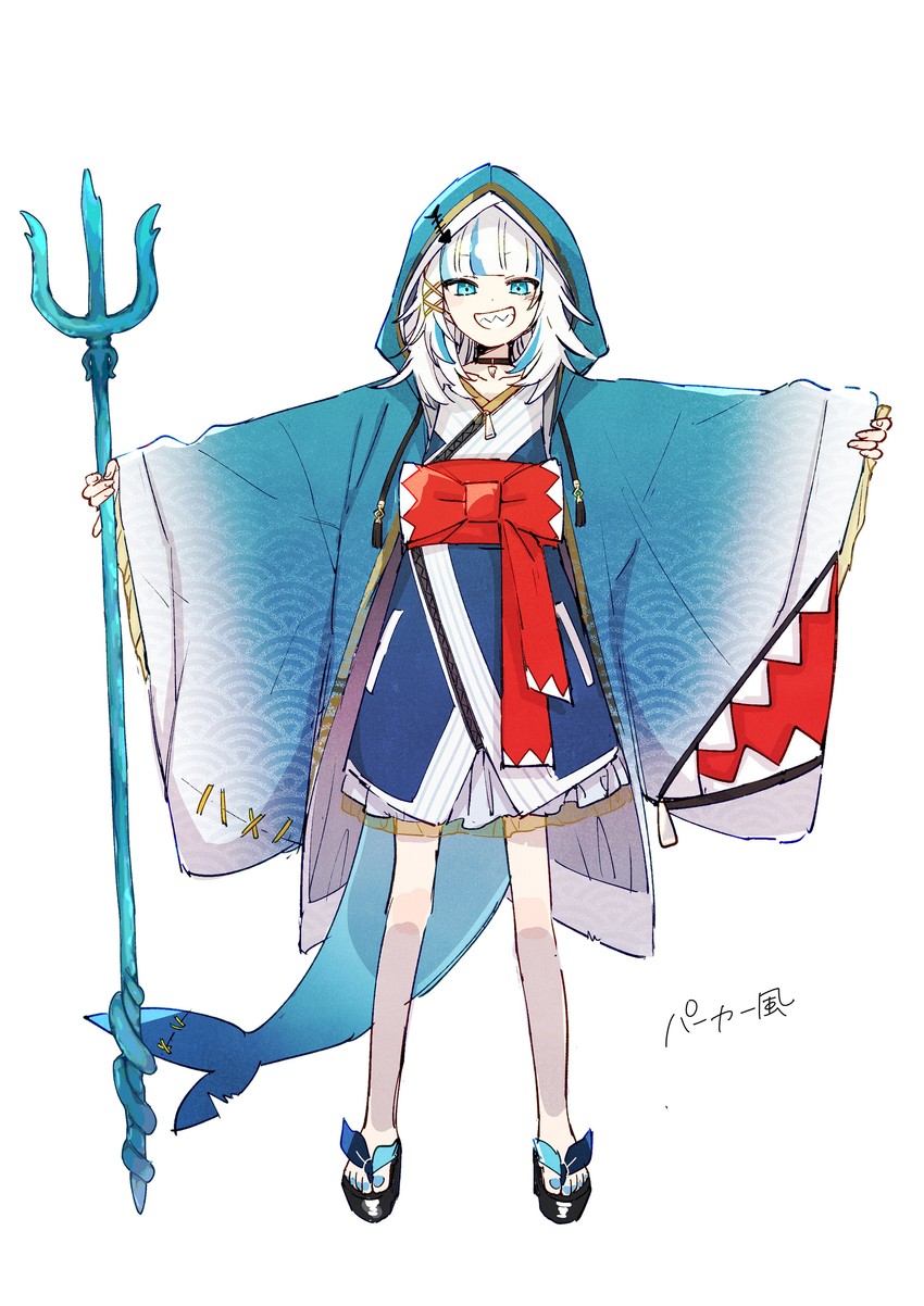 gawr gura (hololive and 1 more) drawn by aneco_(westsea1227)