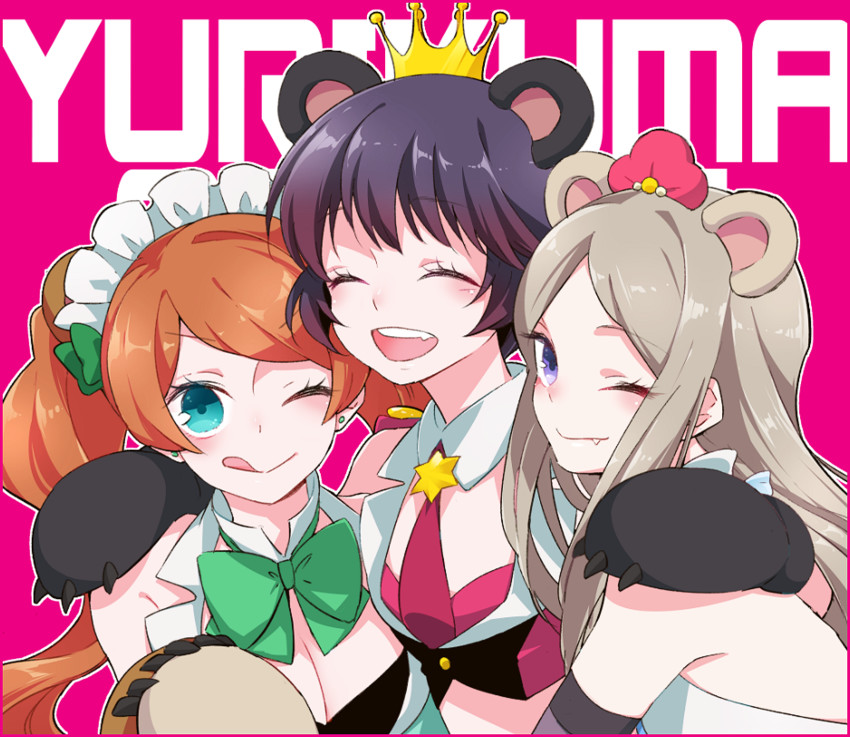 yurishiro ginko, yurigasaki lulu, and tsubaki kureha (yuri kuma arashi) drawn by syota