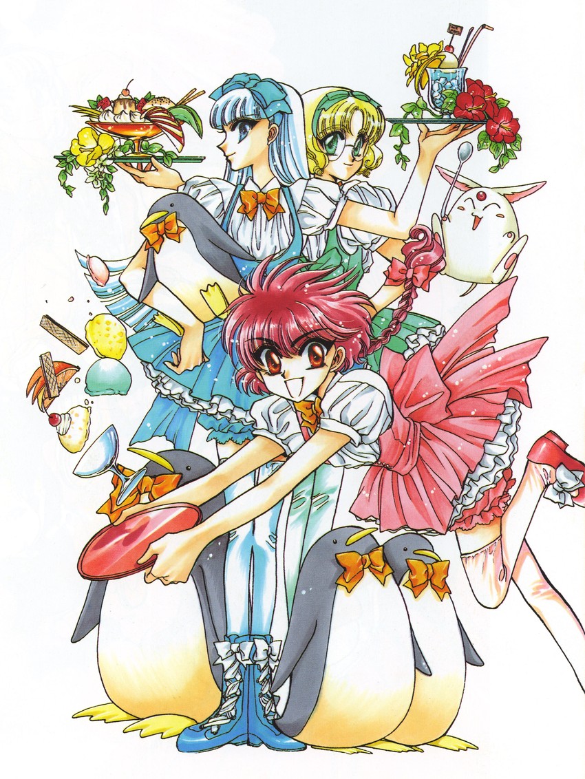 shidou hikaru, ryuuzaki umi, hououji fuu, and mokona (magic knight rayearth) drawn by clamp_(circle)