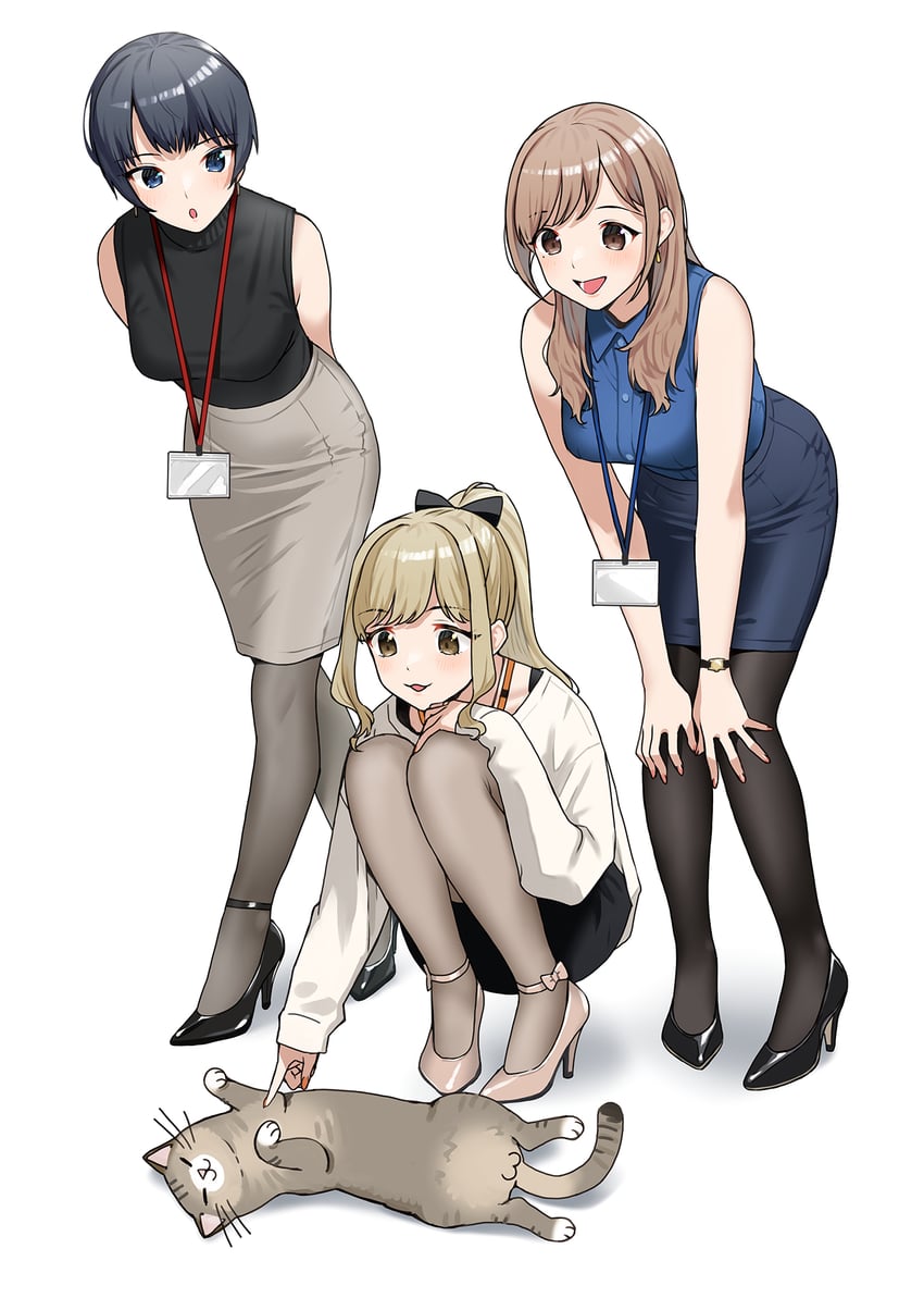 akaori umeka, kirito mihoko, and sawamoto mikan (kaisha no senpai akaori-san) drawn by doushimasho