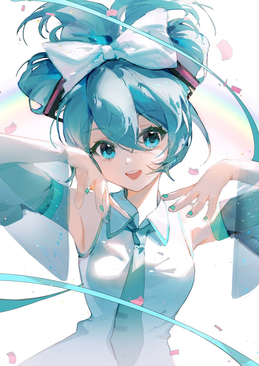hatsune miku and cinnamiku (vocaloid) drawn by requiem_(requiem_art)