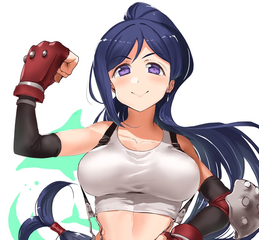 tifa lockhart and matsuura kanan (love live! and 3 more) drawn by jyon