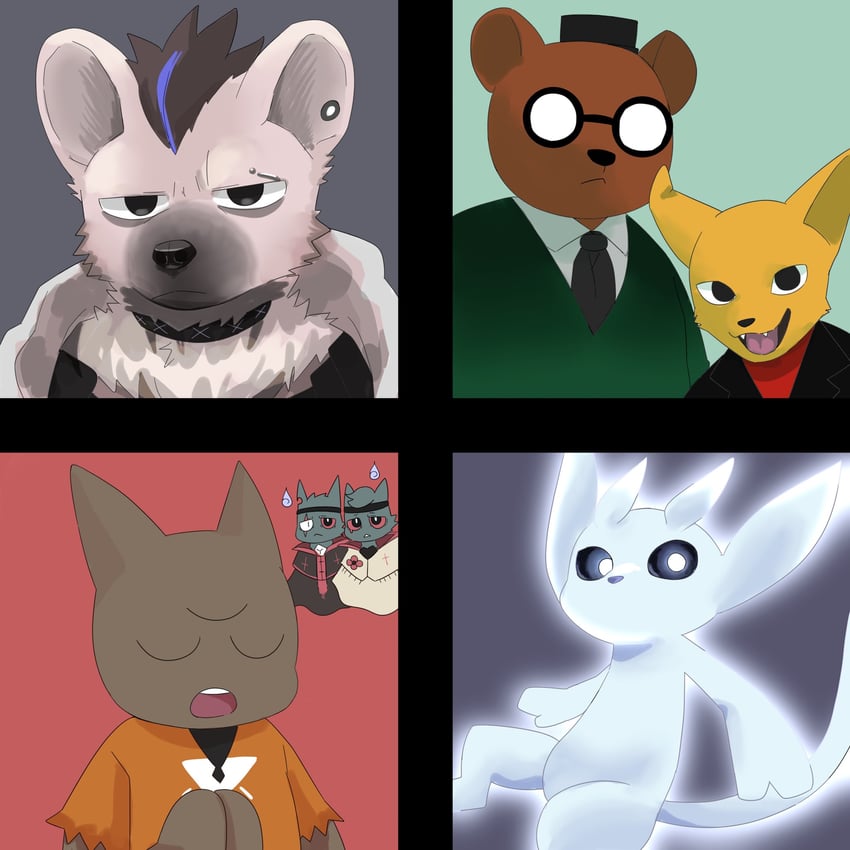 spot, gregg lee, ori, and angus delaney (arknights and 3 more) drawn by mimizuku_kemo