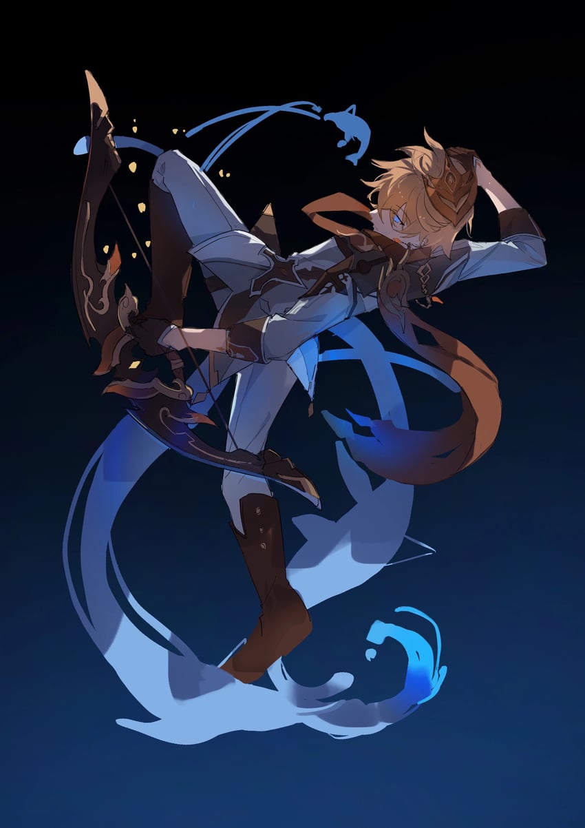 tartaglia (genshin impact) drawn by qin_yang