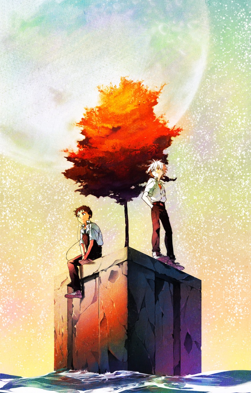 ikari shinji and nagisa kaworu (neon genesis evangelion and 2 more) drawn by hosaka_dx