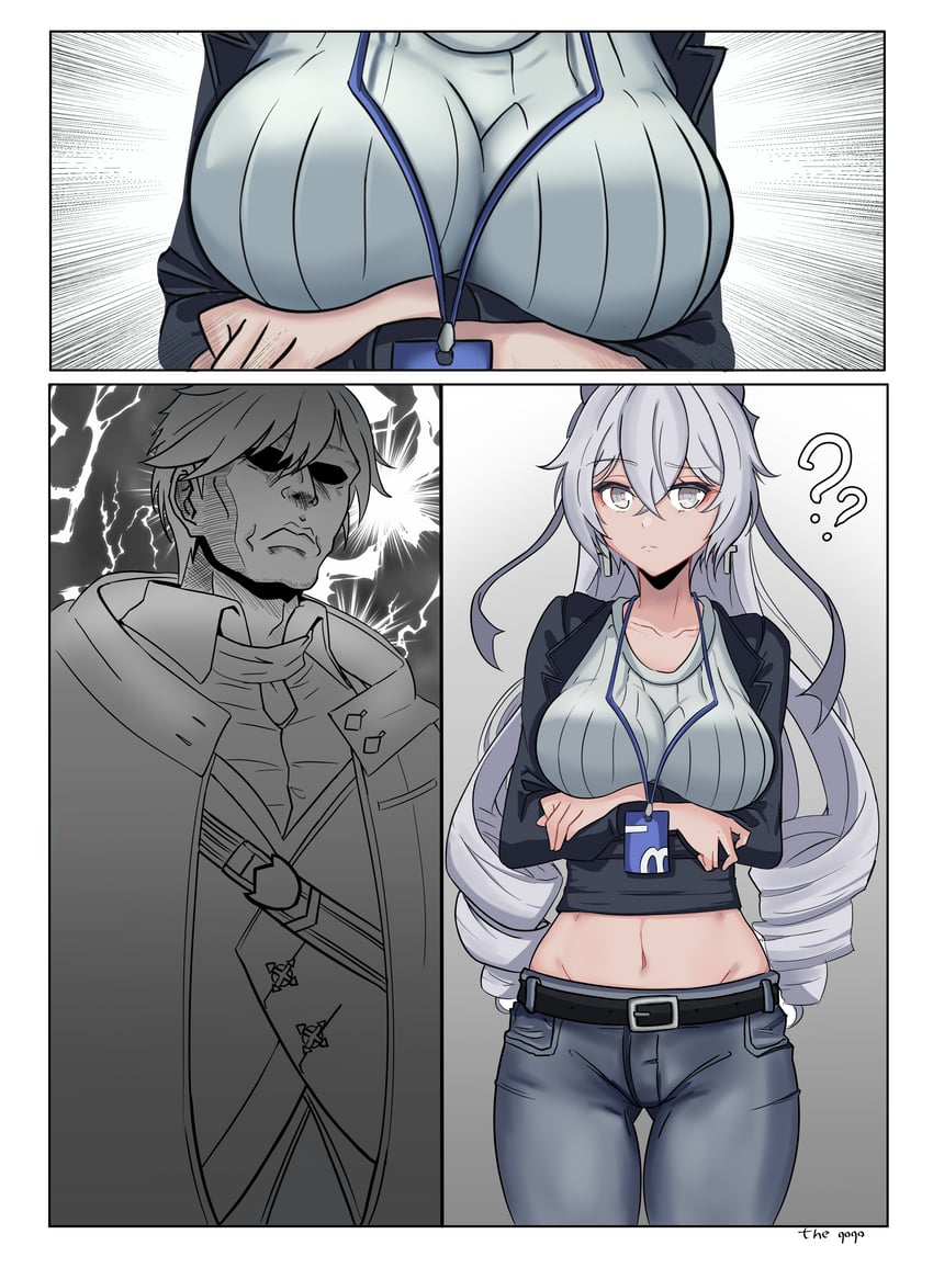 bronya zaychik and adam (honkai and 1 more) drawn by qoqo