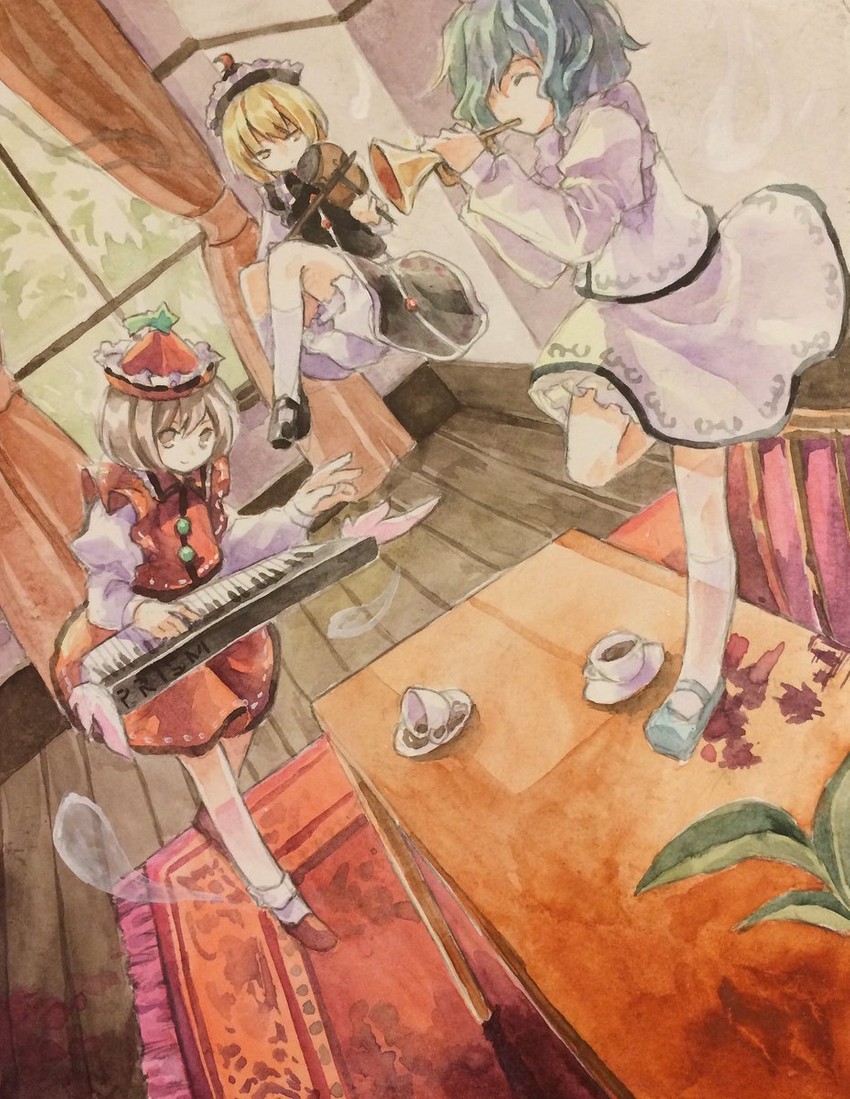 lunasa prismriver, merlin prismriver, and lyrica prismriver (touhou) drawn by kaigen_1025