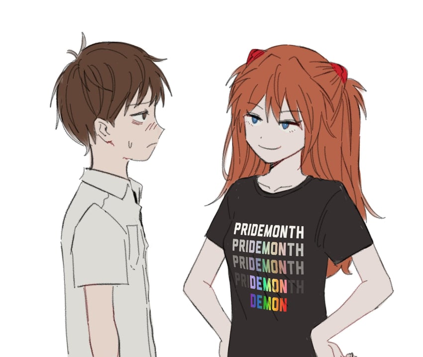 souryuu asuka langley and ikari shinji (neon genesis evangelion) drawn by melo_(waterme1o)