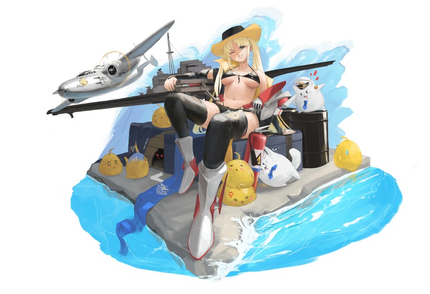 manjuu, meowfficer, and hornet (azur lane) drawn by leo_higa