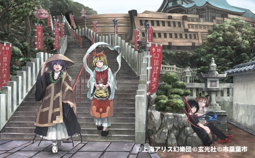 hijiri byakuren, houjuu nue, toramaru shou, murasa minamitsu, kumoi ichirin, and 3 more (touhou) drawn by ichiba_youichi