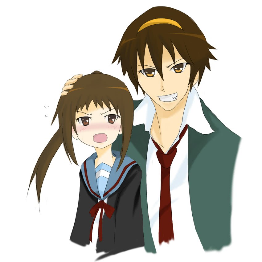 kyonko and suzumiya haruhiko (suzumiya haruhi no yuuutsu) drawn by fuku_(nora13)