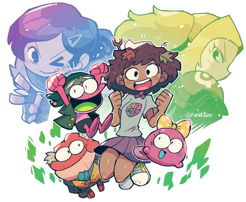 sasha waybright, anne boonchuy, marcy wu, sprig plantar, polly plantar, and 1 more (amphibia) drawn by rariatto_(ganguri)