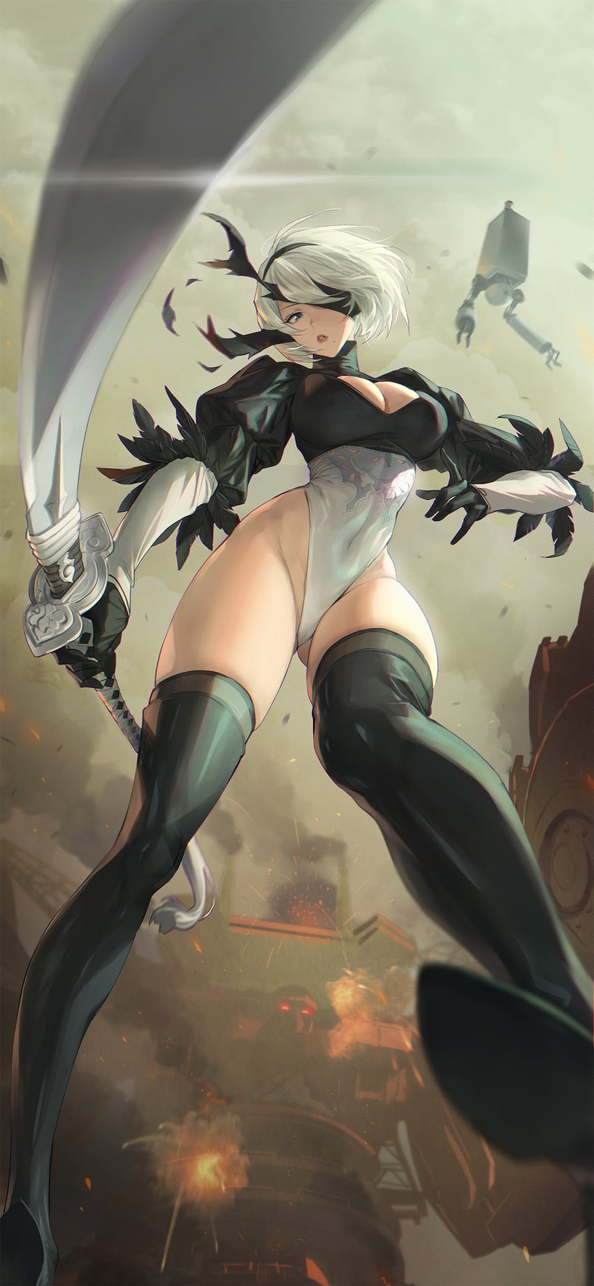 2b (nier and 1 more) drawn by mhk_(mechamania)