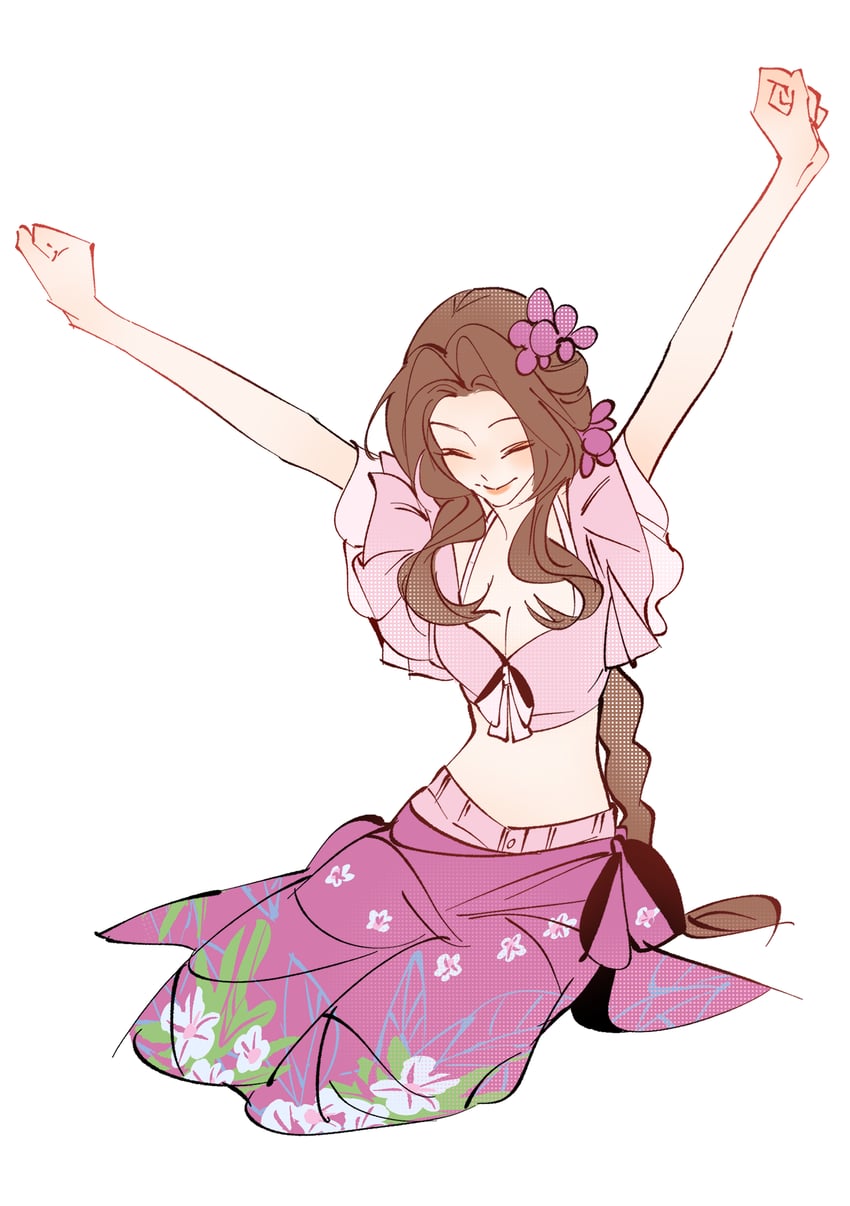 aerith gainsborough (final fantasy and 3 more) drawn by mianmian741