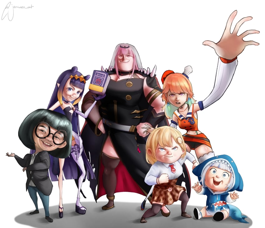 gawr gura, mori calliope, ninomae ina'nis, takanashi kiara, watson amelia, and 7 more (hololive and 2 more) drawn by jamwes