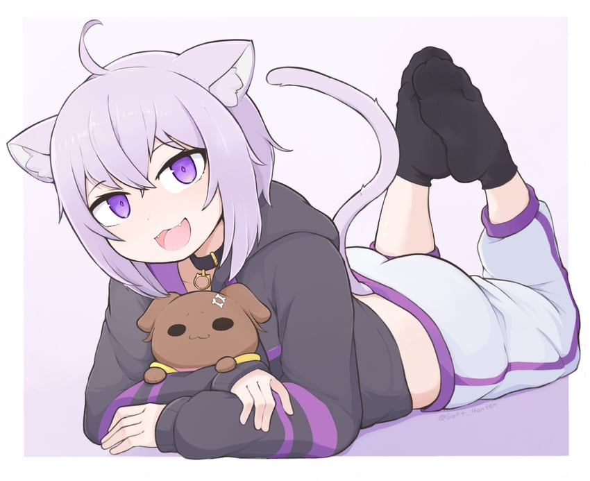 nekomata okayu and inugami korone (hololive) drawn by softhanten