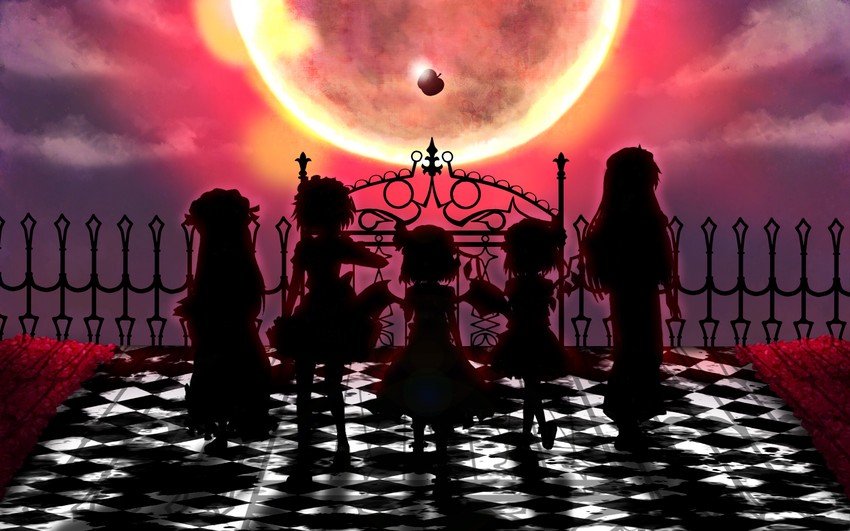 remilia scarlet, flandre scarlet, izayoi sakuya, patchouli knowledge, and hong meiling (touhou) drawn by daffobird
