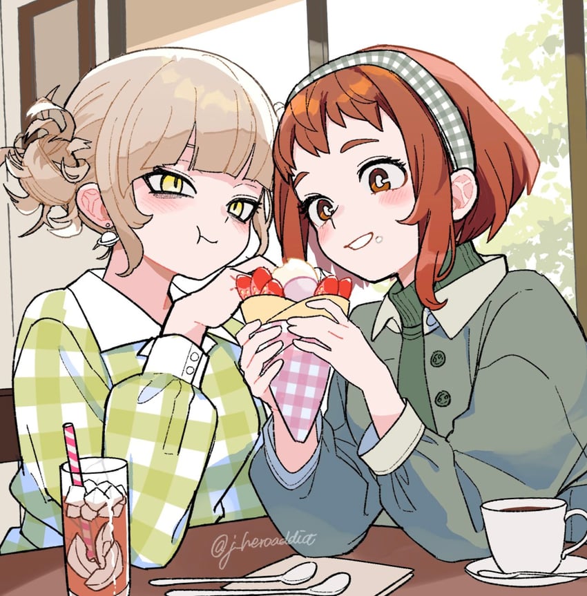 uraraka ochaco and toga himiko (boku no hero academia) drawn by j_heroaddict