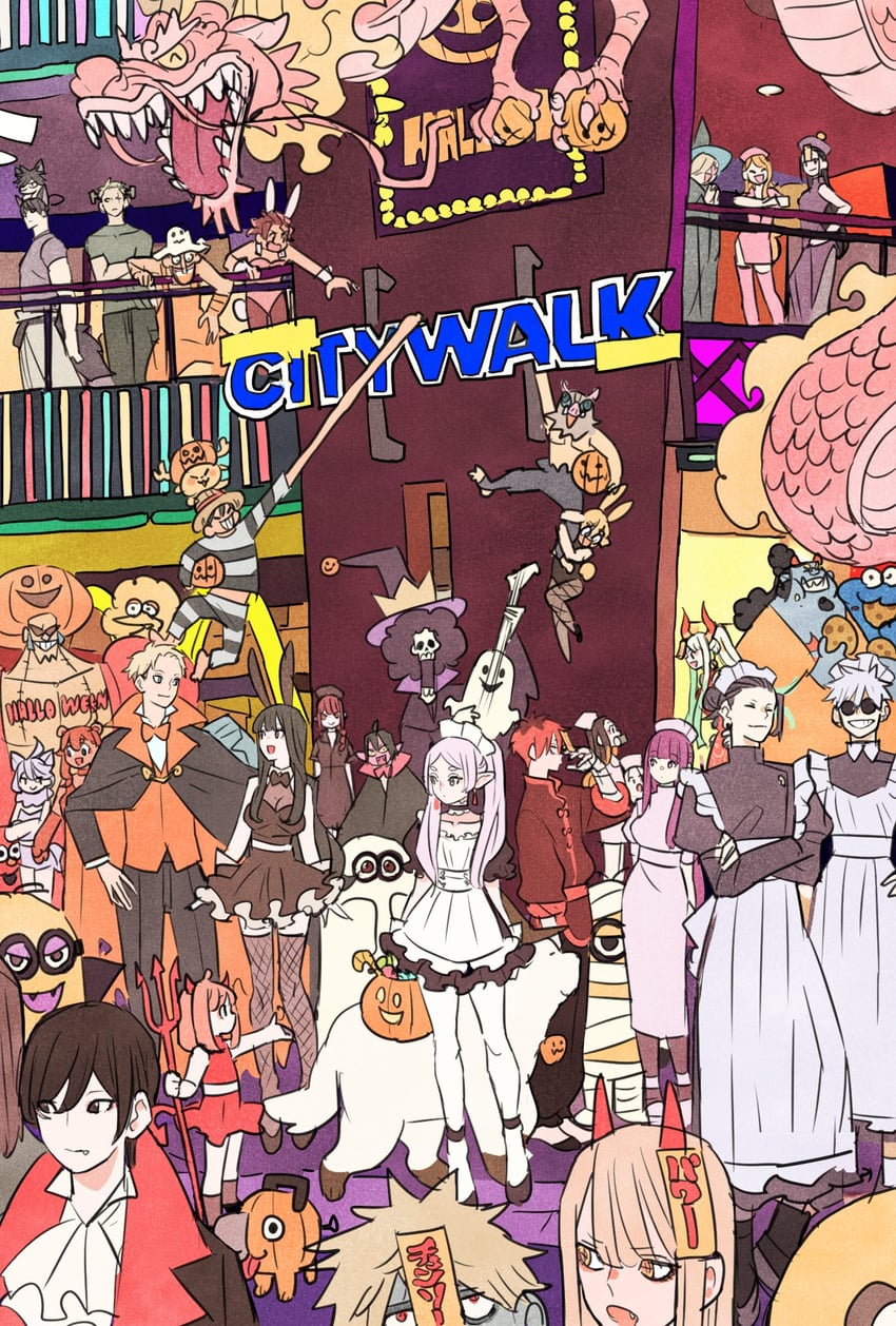 frieren, yor briar, makima, nami, fern, and 27 more (gundam and 9 more) drawn by takeuchi_ryousuke
