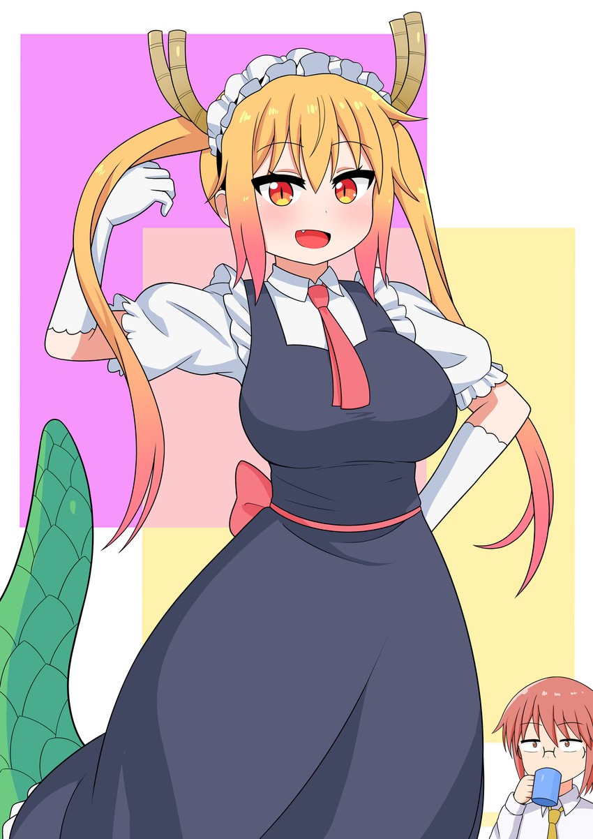 tohru and kobayashi (kobayashi-san chi no maidragon) drawn by the_only_shoe