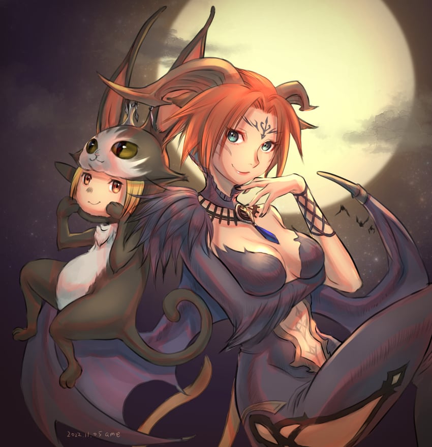 adventurer, cait sith, and lady lilith (final fantasy and 1 more) drawn by cactus41747280