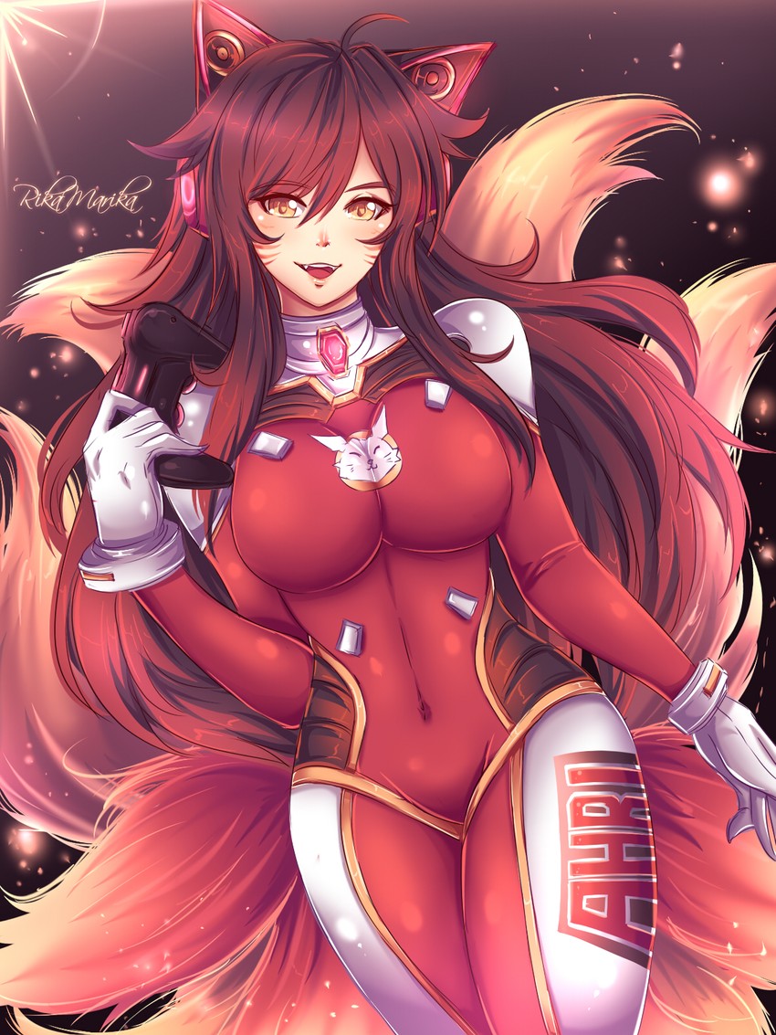 d.va and ahri (league of legends and 2 more) drawn by rikamarika