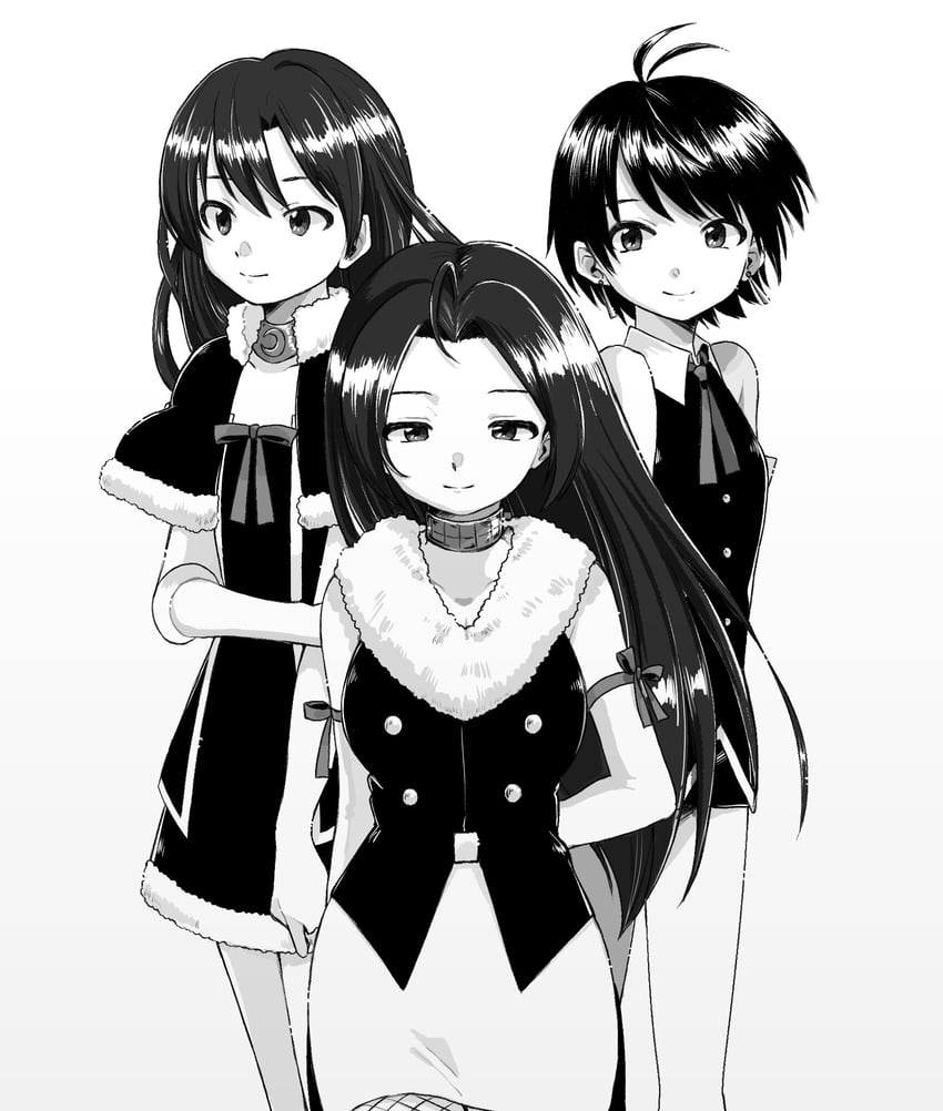 kisaragi chihaya, kikuchi makoto, and miura azusa (idolmaster and 1 more) drawn by naruse_ill