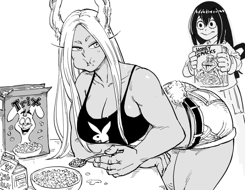 mirko, asui tsuyu, trix rabbit, and dig'em frog (boku no hero academia and 3 more) drawn by bb_(baalbuddy)