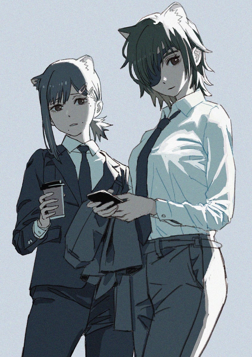 higashiyama kobeni and himeno (chainsaw man) drawn by shiren_(ourboy83)