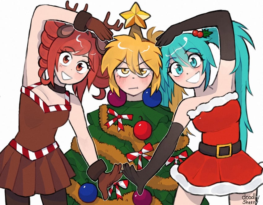 hatsune miku, kasane teto, and akita neru (vocaloid and 2 more) drawn by mitsuko_tan