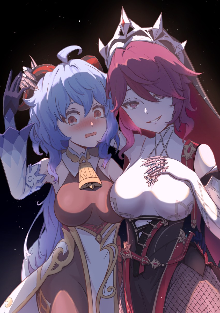 ganyu and rosaria (genshin impact) drawn by faguang_faliang_de_luren