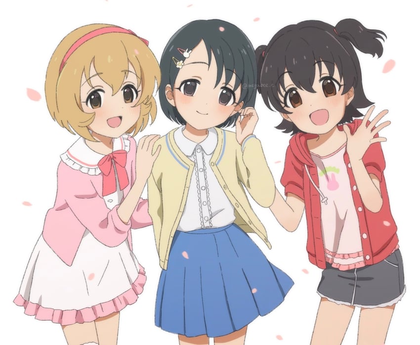 akagi miria, sasaki chie, and koga koharu (idolmaster and 1 more) drawn by megabee_e