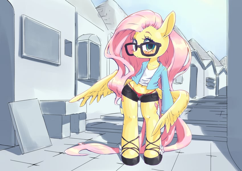 fluttershy (my little pony and 1 more) drawn by uno_usaya