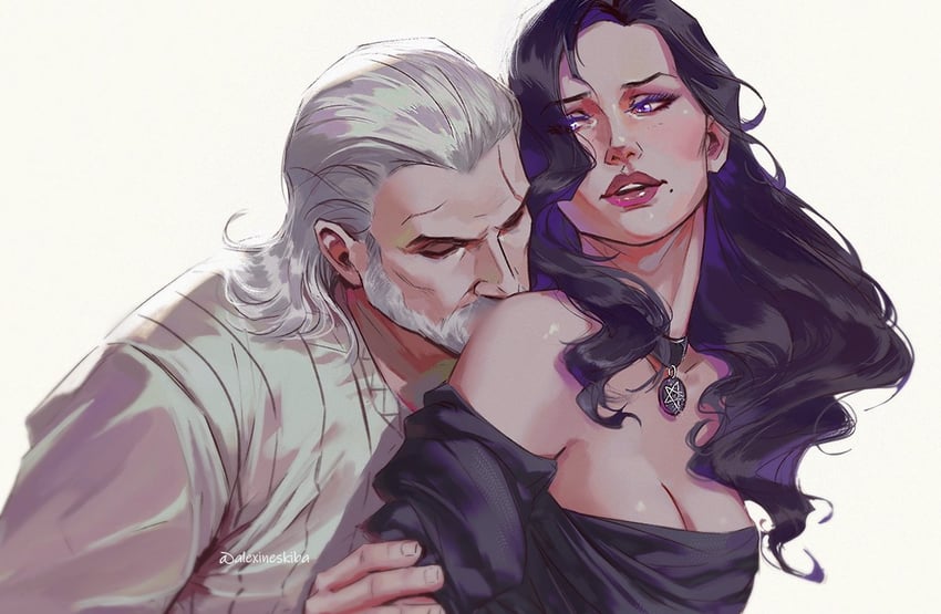 geralt of rivia and yennefer of vengerberg (the witcher and 1 more) drawn by aleksandra_skiba