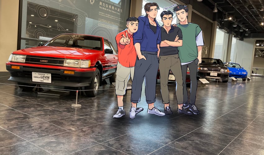 takeuchi itsuki, nakazato takeshi, and suetsugu toru (initial d) drawn by hisano_(hisano_ff14)
