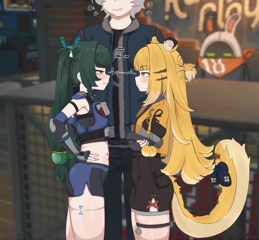 wise, qingyi, ju fufu, and bangboo 18 (zenless zone zero) drawn by heartbee
