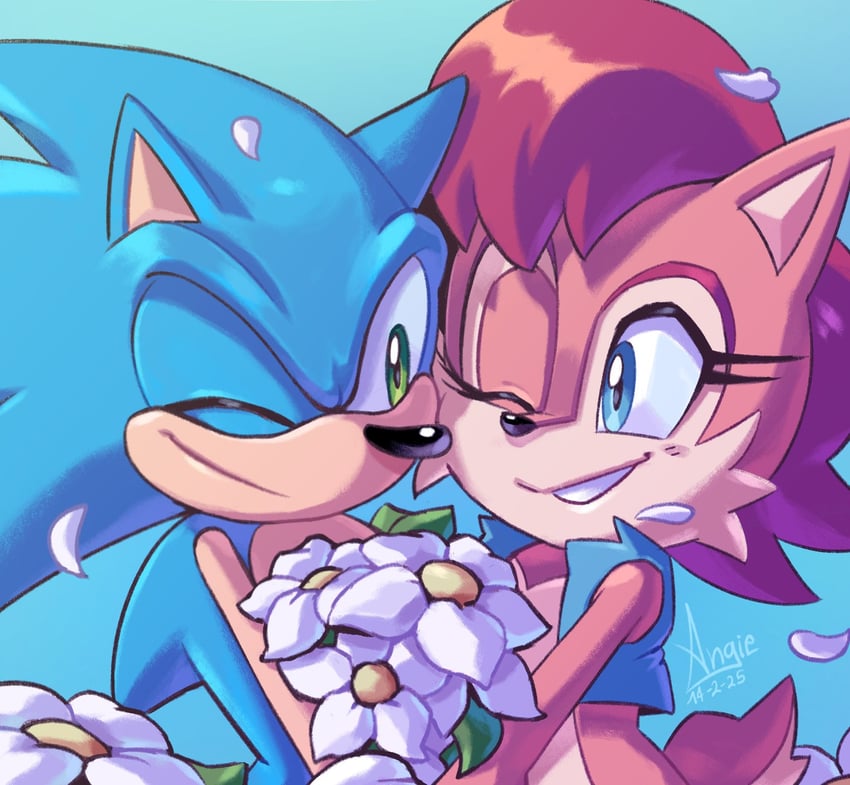 sonic the hedgehog and sally acorn (sonic and 1 more) drawn by angiethecat