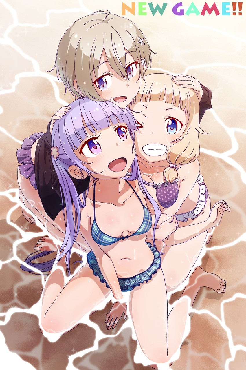 suzukaze aoba, sakura nene, and hoshikawa hotaru (new game!) drawn by makicha_(sasurainopink)