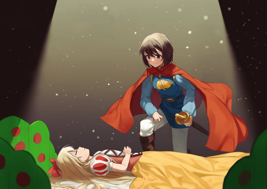 toshinou kyouko, funami yui, snow white, and the prince (yuruyuri and 1 more) drawn by keibi_inu