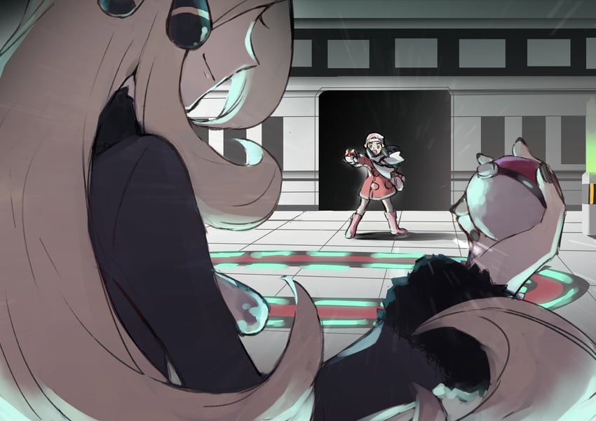 dawn and cynthia (pokemon and 2 more) drawn by chikiso