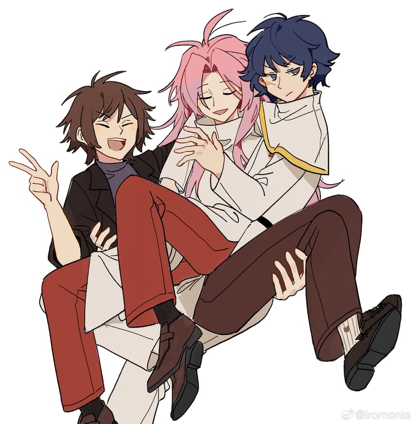 hatsutori hajime, utsugi noriyuki, and harada minoru (saibou shinkyoku) drawn by insoluble_c