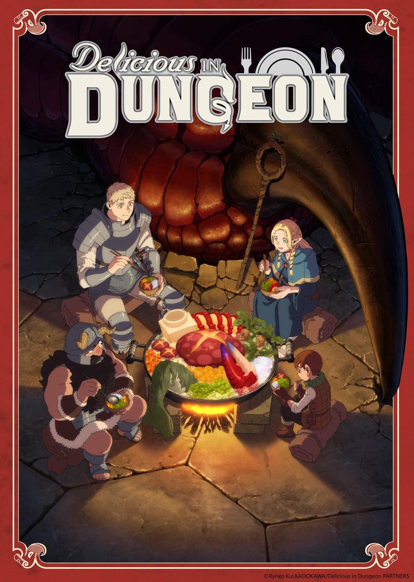 marcille donato, laios touden, senshi, and chilchuck tims (dungeon meshi)