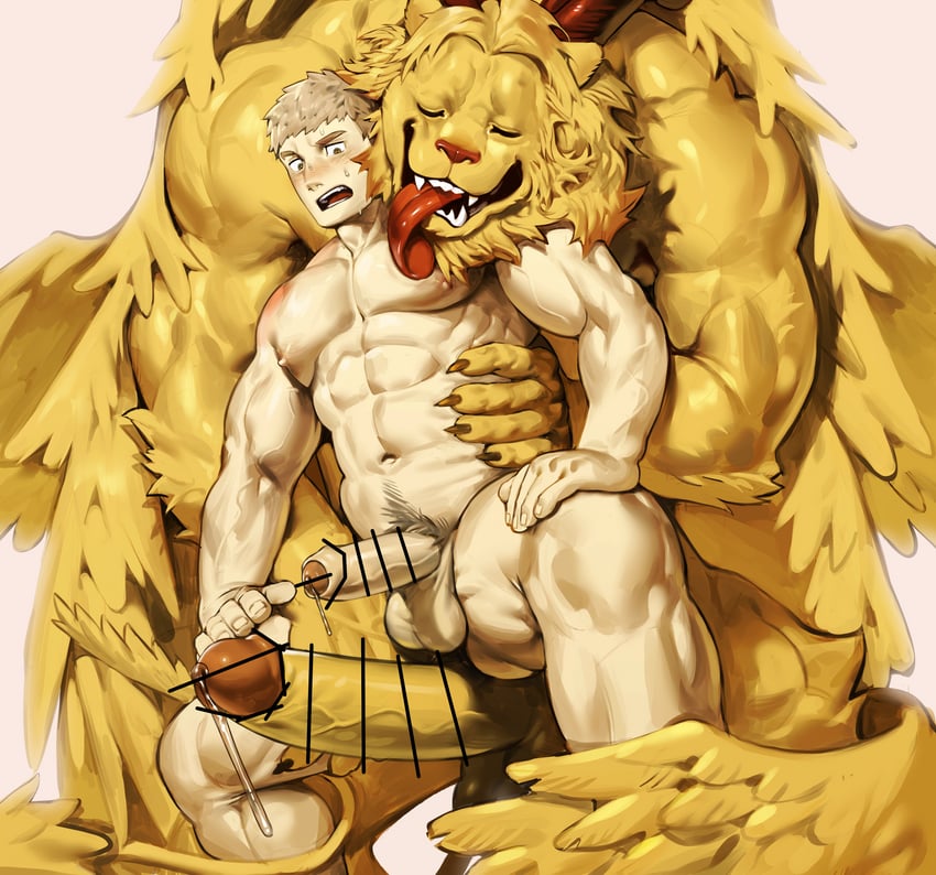 laios touden and winged lion (dungeon meshi) drawn by uza_(hellme)