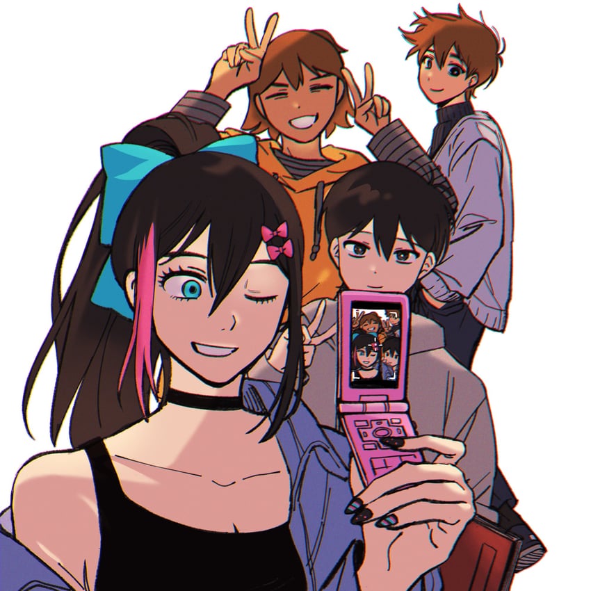 sunny, aubrey, kel, and hero (omori) drawn by bu3hgg