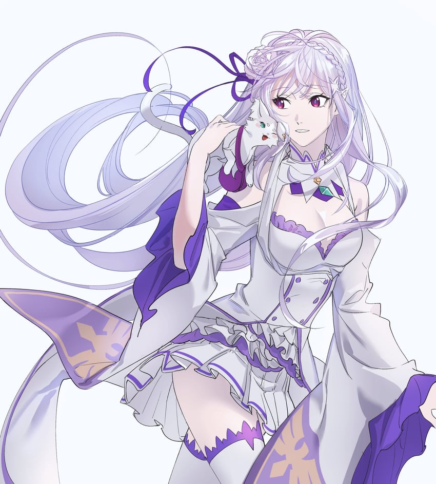 emilia and puck (re:zero kara hajimeru isekai seikatsu) drawn by fndlwm_re