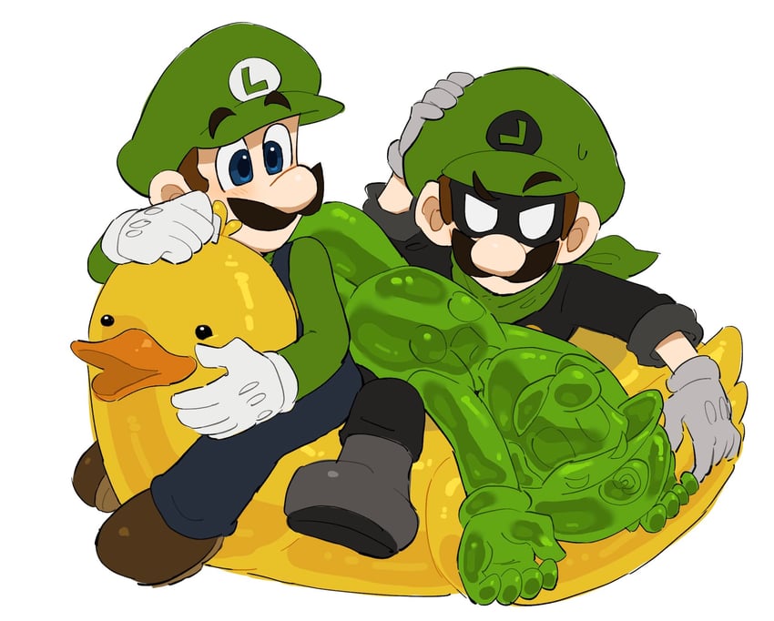 luigi, mr. l, and gooigi (mario and 4 more) drawn by mimimi_(mimimim9999)