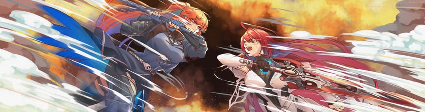 takanashi kiara and elizabeth rose bloodflame (hololive and 1 more) drawn by iskaydi