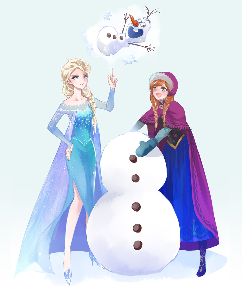 elsa, anna, and olaf (frozen) drawn by nair_(mindcreator)