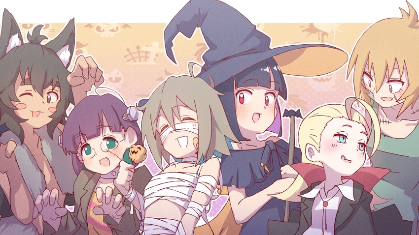 frankenstein's monster, yua serufu, suride miku, juliet queen elizabeth viii, yasaku rei, and 2 more (do it yourself!!) drawn by megateru